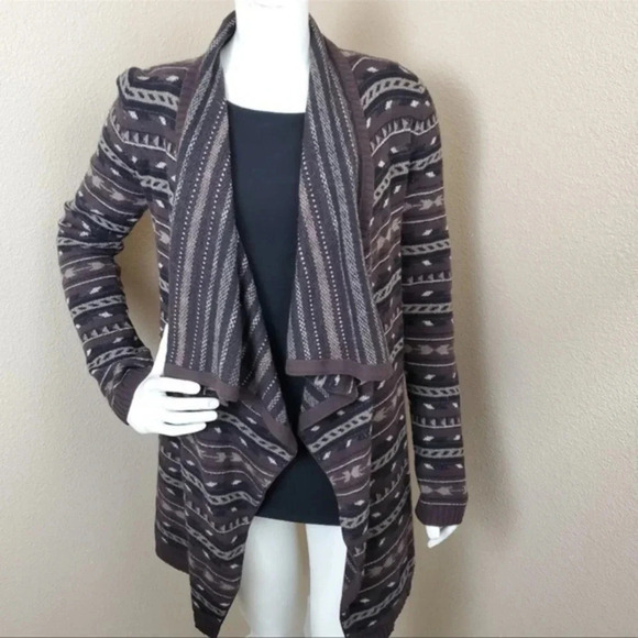 ALICE+OLIVIA Boho Wool Cashmere Open Front Brown Cardigan~Size M - Picture 1 of 4
